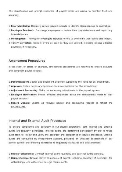 Free Payroll Accounting Policies & Procedures Manual Template to Edit Online