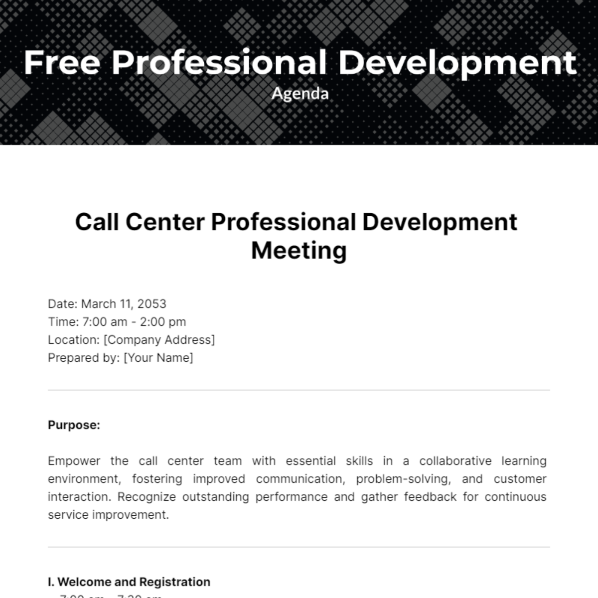 Free Professional Development Agenda Template