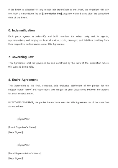Free Band Contract Template to Edit Online