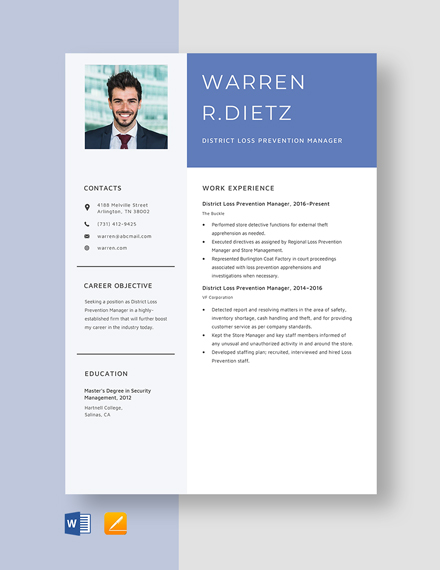 District manager loss prevention resume