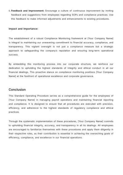 Free Payroll Accounting Standard Operating Procedures Template to Edit Online