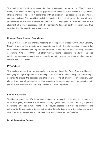 Free Payroll Accounting Standard Operating Procedures Template to Edit Online