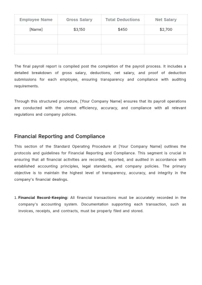 Free Payroll Accounting Standard Operating Procedures Template to Edit Online