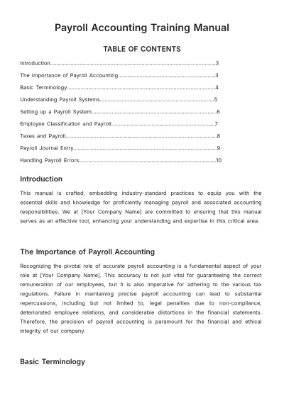Free Payroll Accounting Training Manual Template to Edit Online