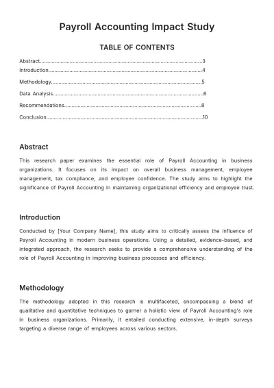 Free Payroll Accounting Impact Study Template to Edit Online