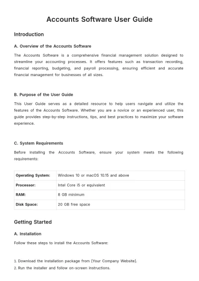 Free Accounts Software User Guide Template to Edit Online