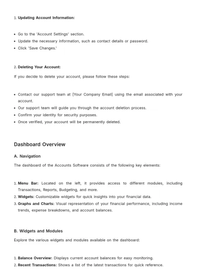 Free Accounts Software User Guide Template to Edit Online
