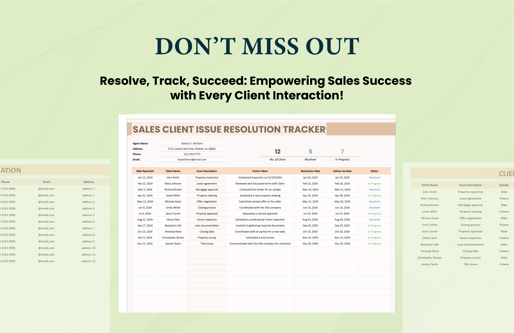Sales Client Issue Resolution Tracker Template