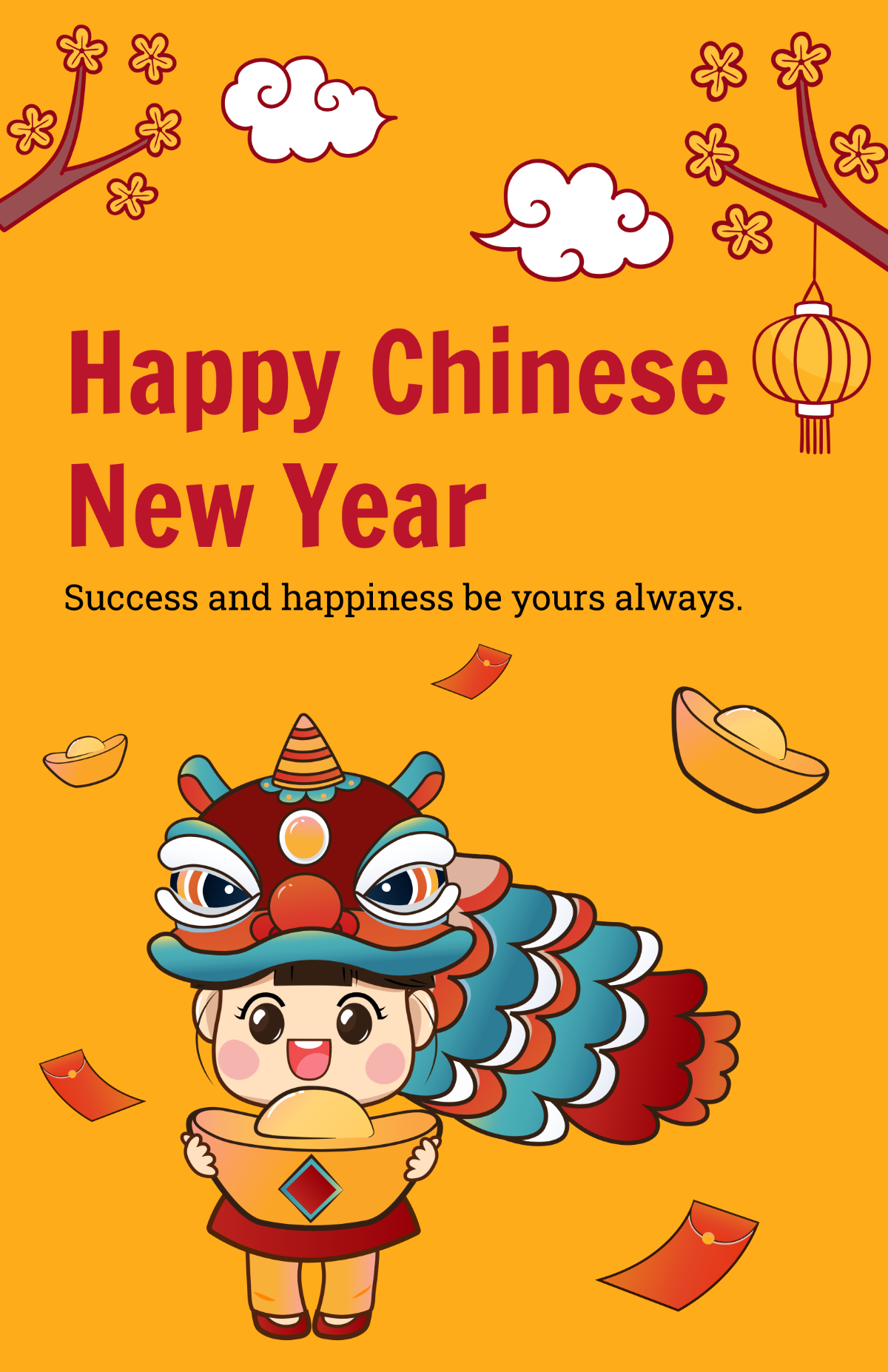 Cute Chinese New Year Poster Template