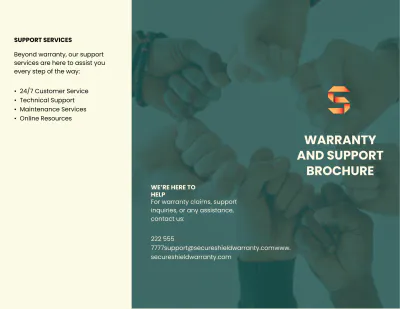 Free Warranty and Support Brochure Template to Edit Online