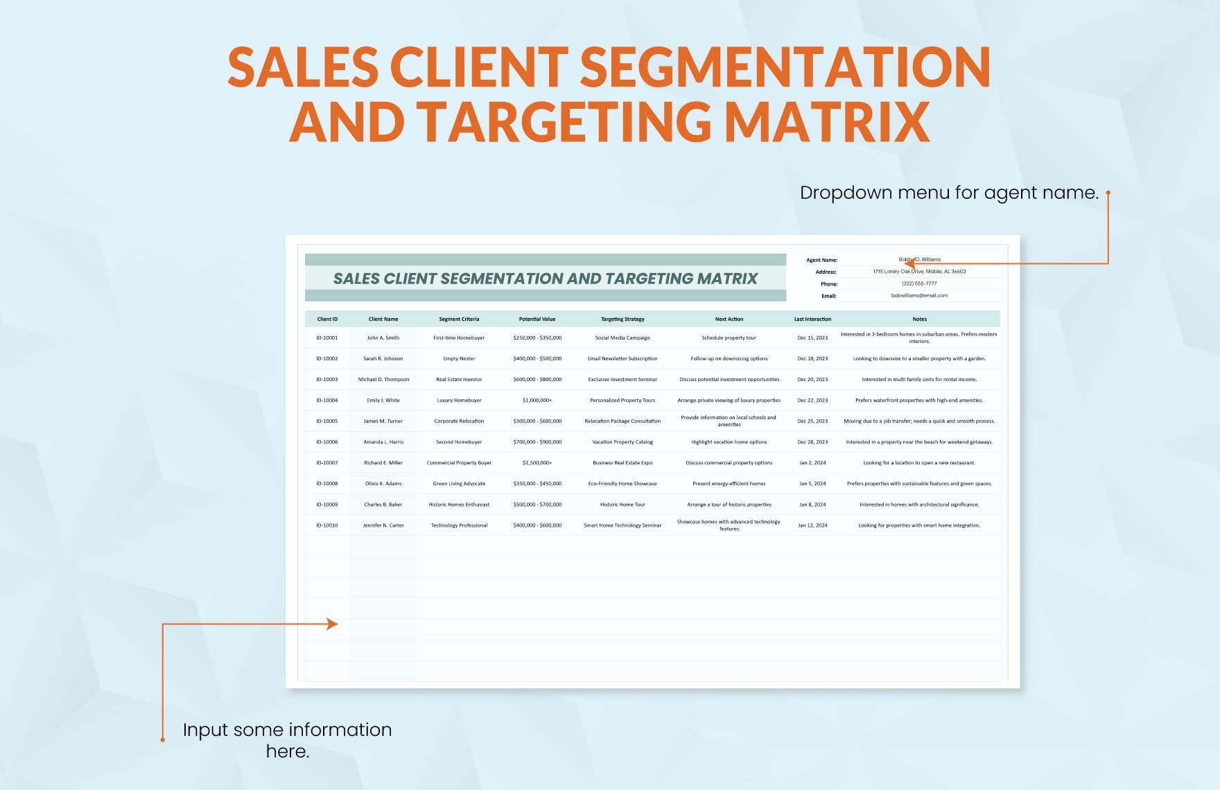Sales Client Segmentation and Targeting Matrix Template