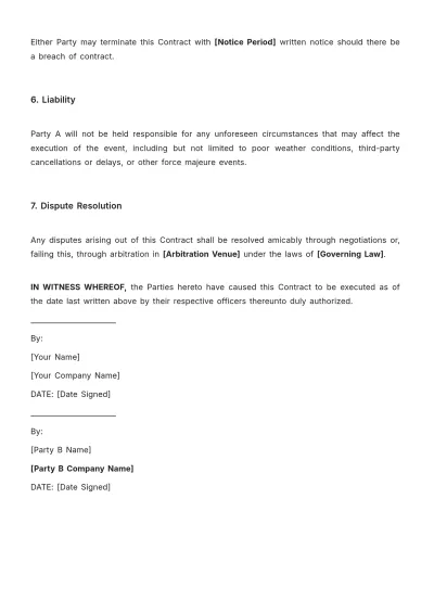 Free Event Planning Contract Template to Edit Online