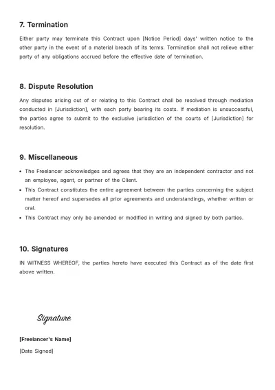 Free Freelance Job Contract Template to Edit Online
