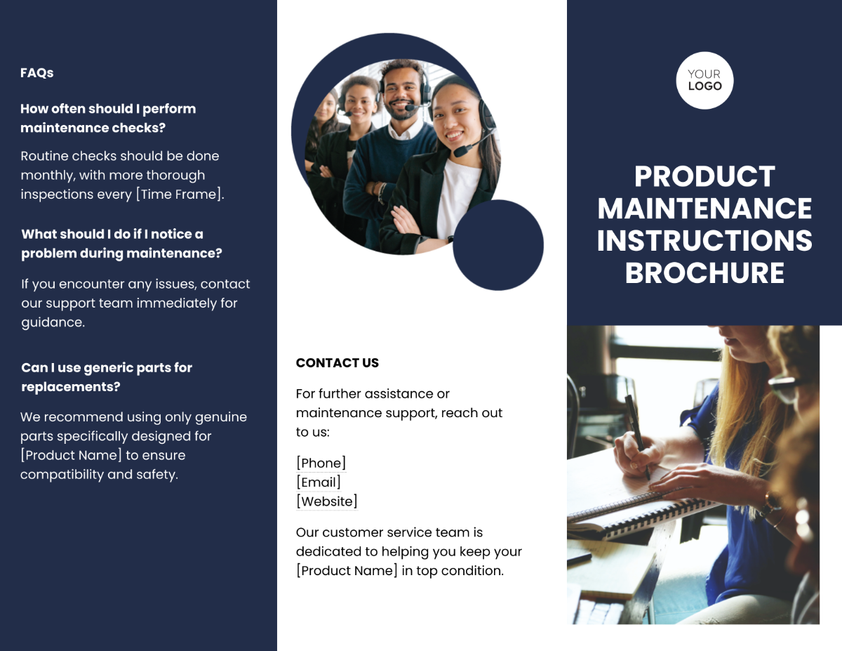 Product Maintenance Instructions Brochure Template