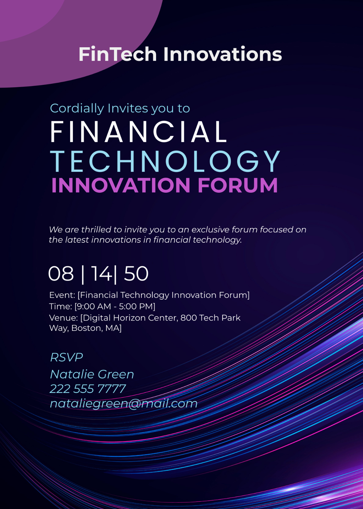 Financial Technology Innovation Forum Invitation Card