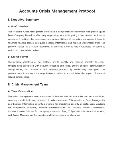 Free Accounts Crisis Management Protocol Template to Edit Online