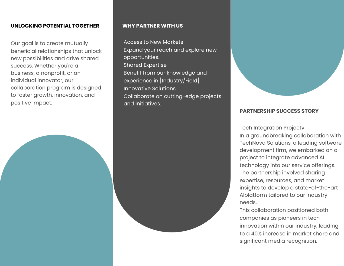 Free Partnership and Collaboration Brochure Template to Edit Online