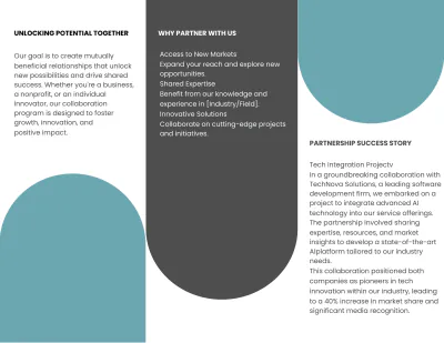 Free Partnership and Collaboration Brochure Template to Edit Online