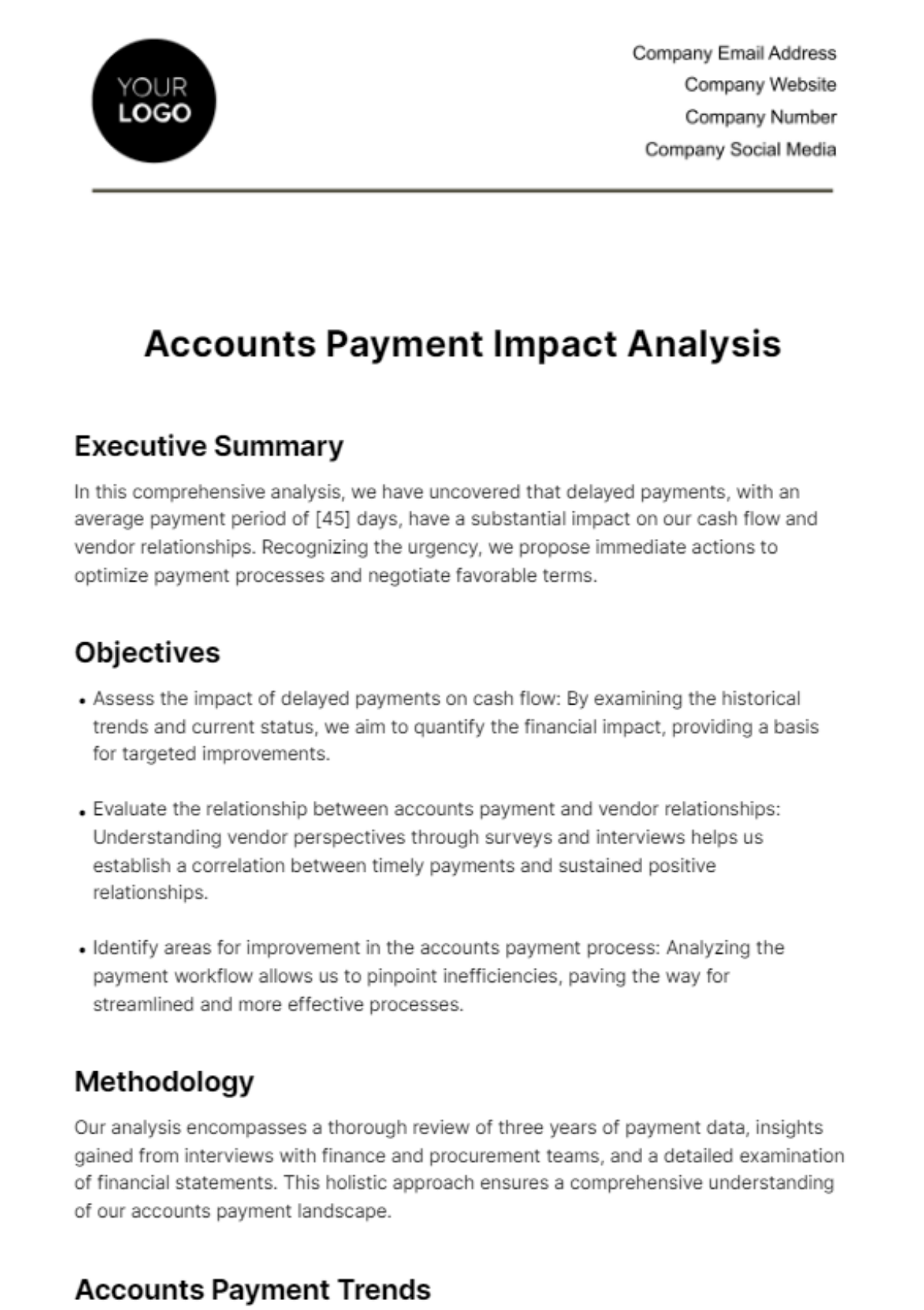 Accounts Payment Impact Analysis Template