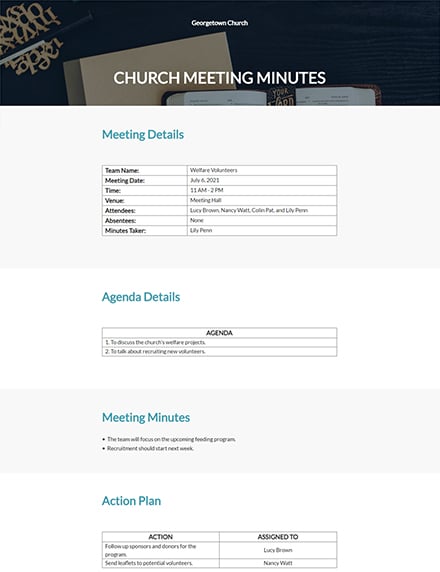 FREE Sample Church Meeting Minutes Template PDF Word (DOC) Apple
