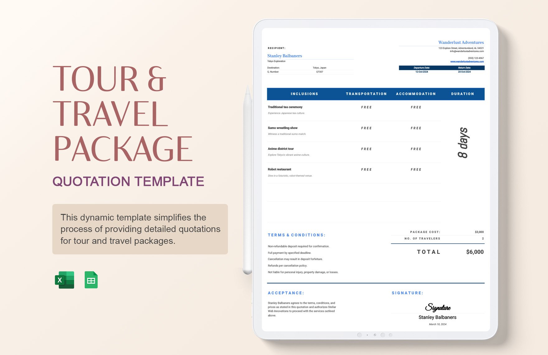 Tour & Travel Package Quotation Template