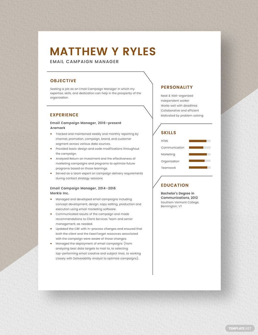 Free Email Campaign Manager Resume Template