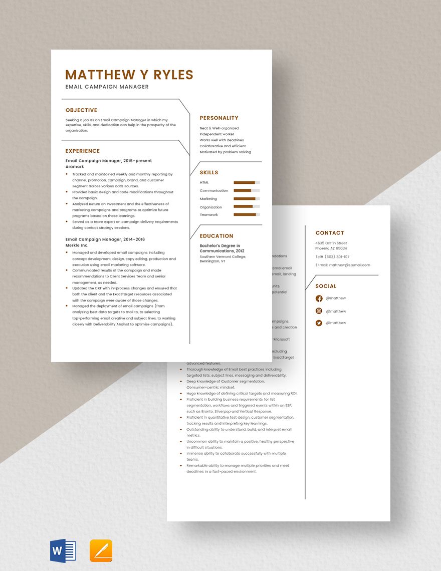 Email Campaign Manager Resume