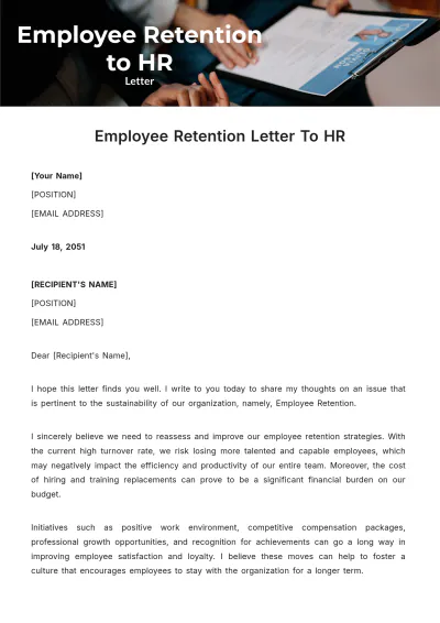 Free Employee Retention Letter to HR Template to Edit Online