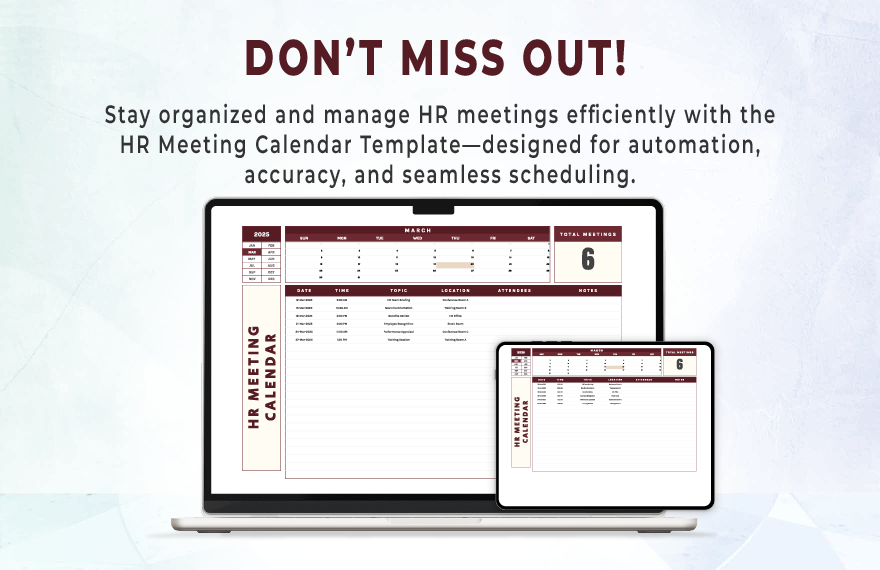 HR Meeting Calendar Template