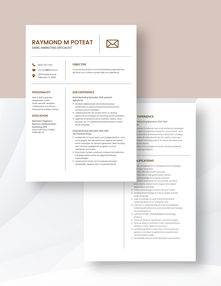 Email Marketing Specialist Resume Download