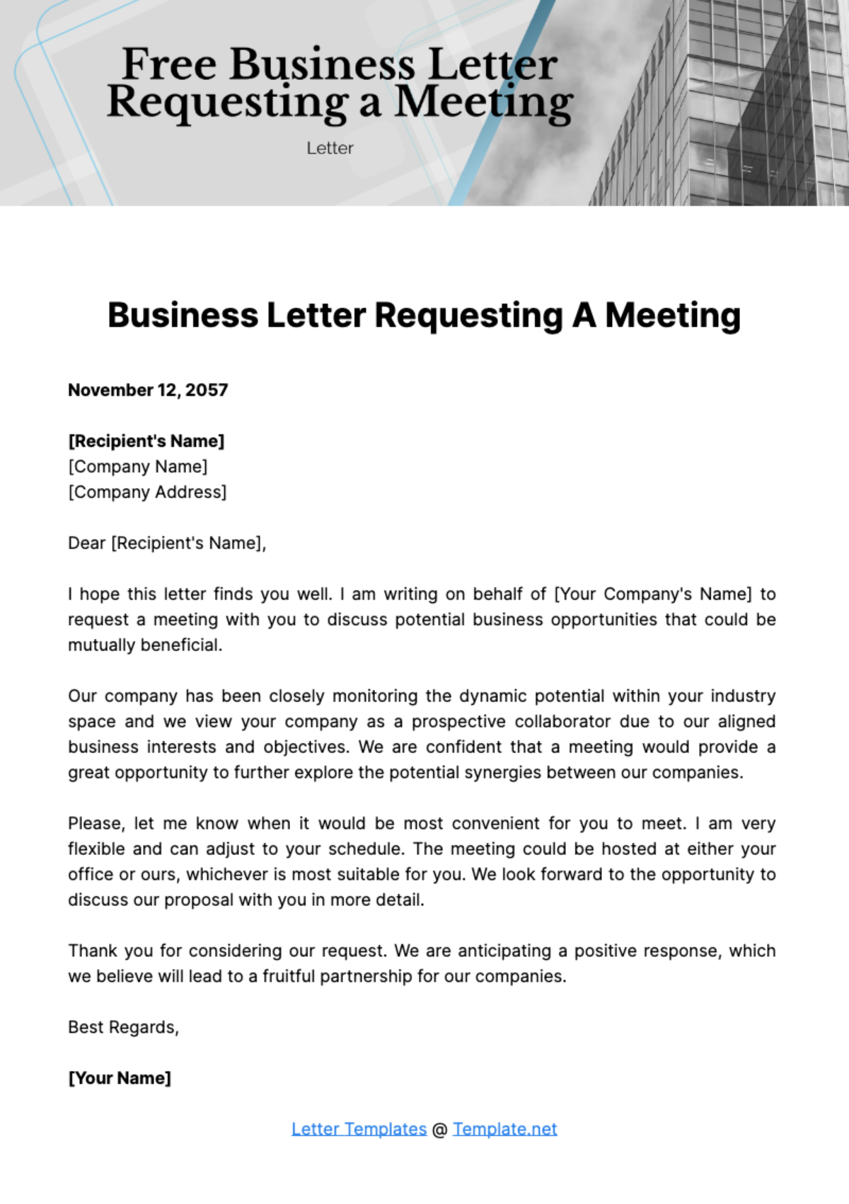 Free Business Letter Requesting a Meeting Template