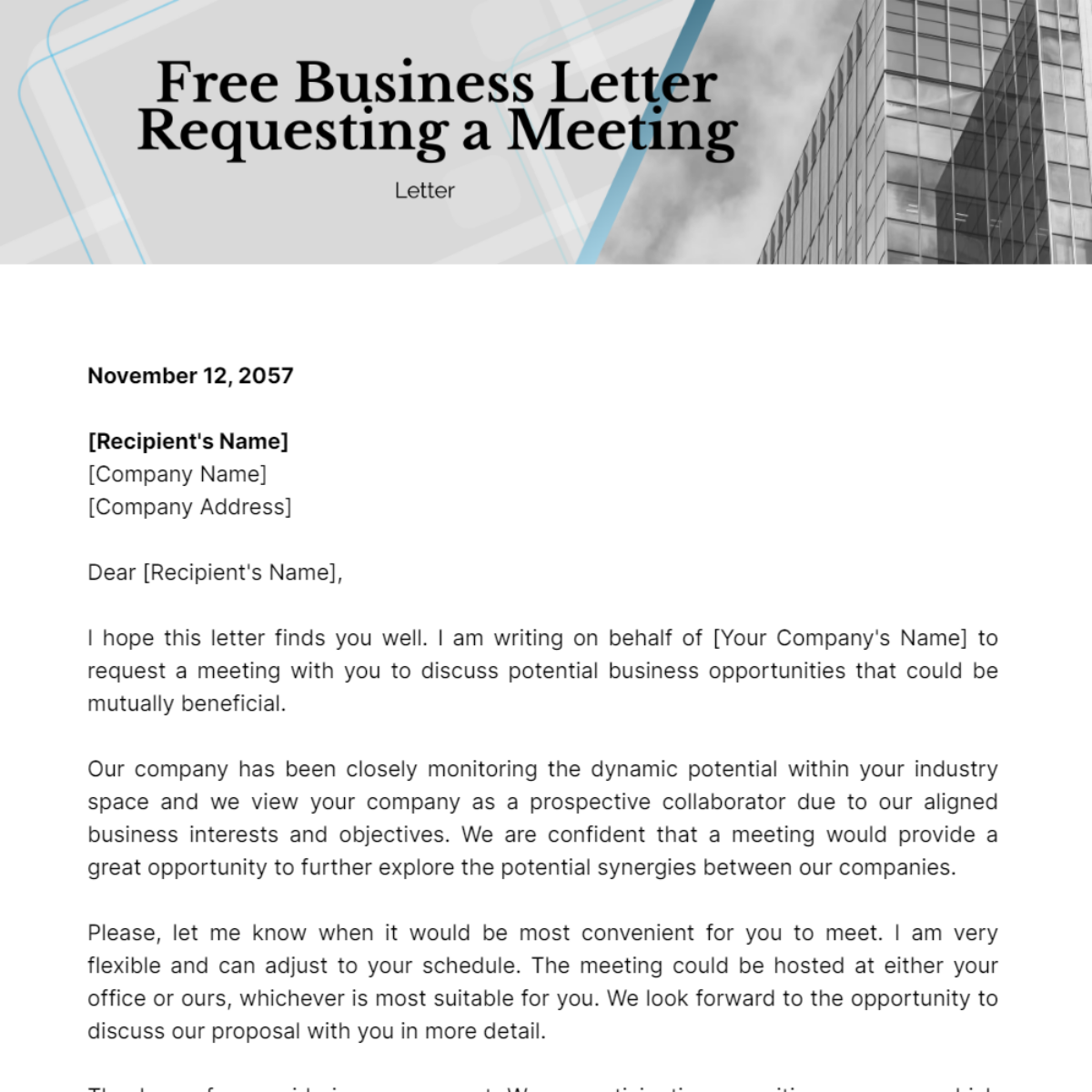 Business Letter Requesting a Meeting Template