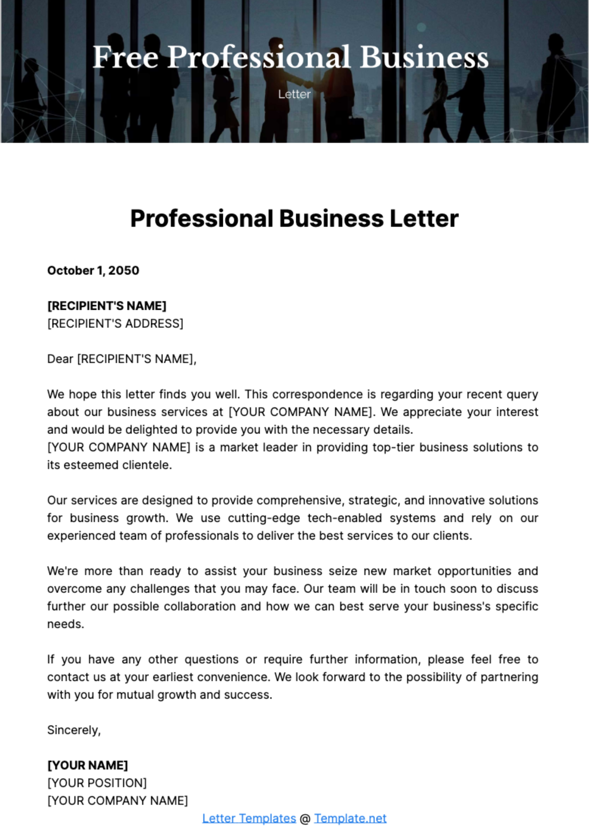 Free Professional Business Letter Template