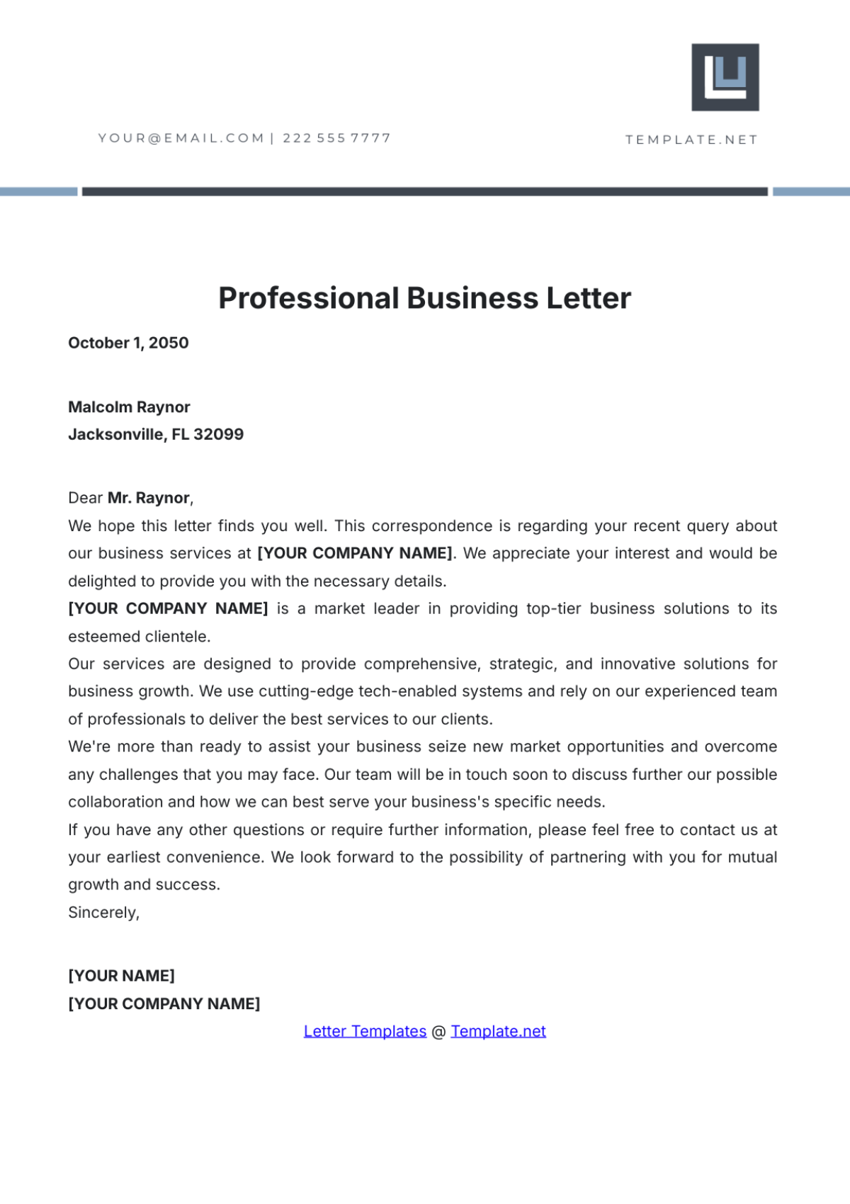 Free Professional Business Letter Template