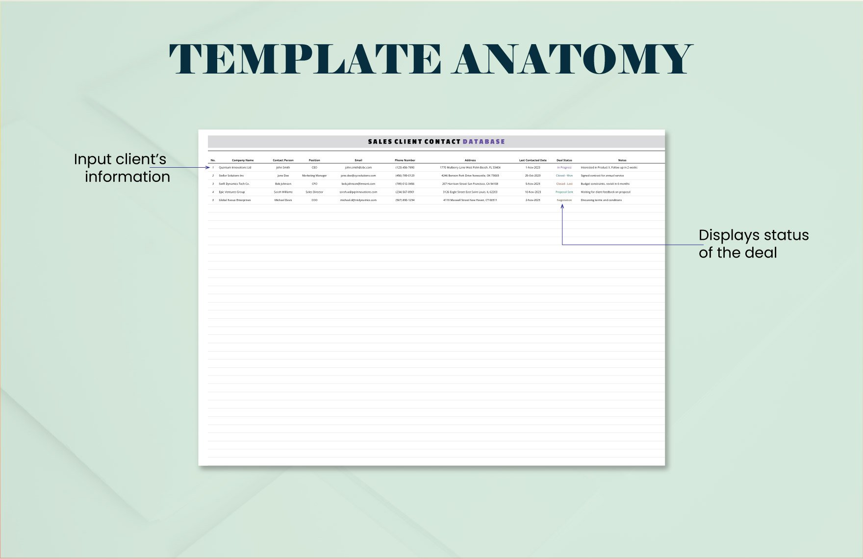Sales Client Contact Database Template