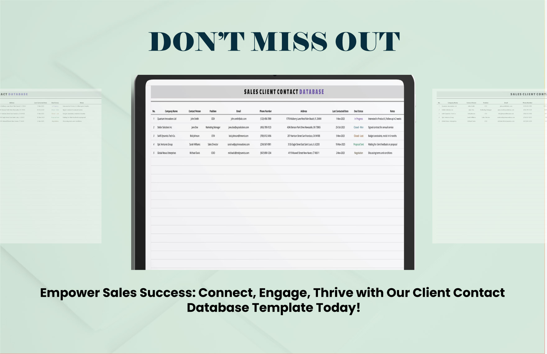 Sales Client Contact Database Template