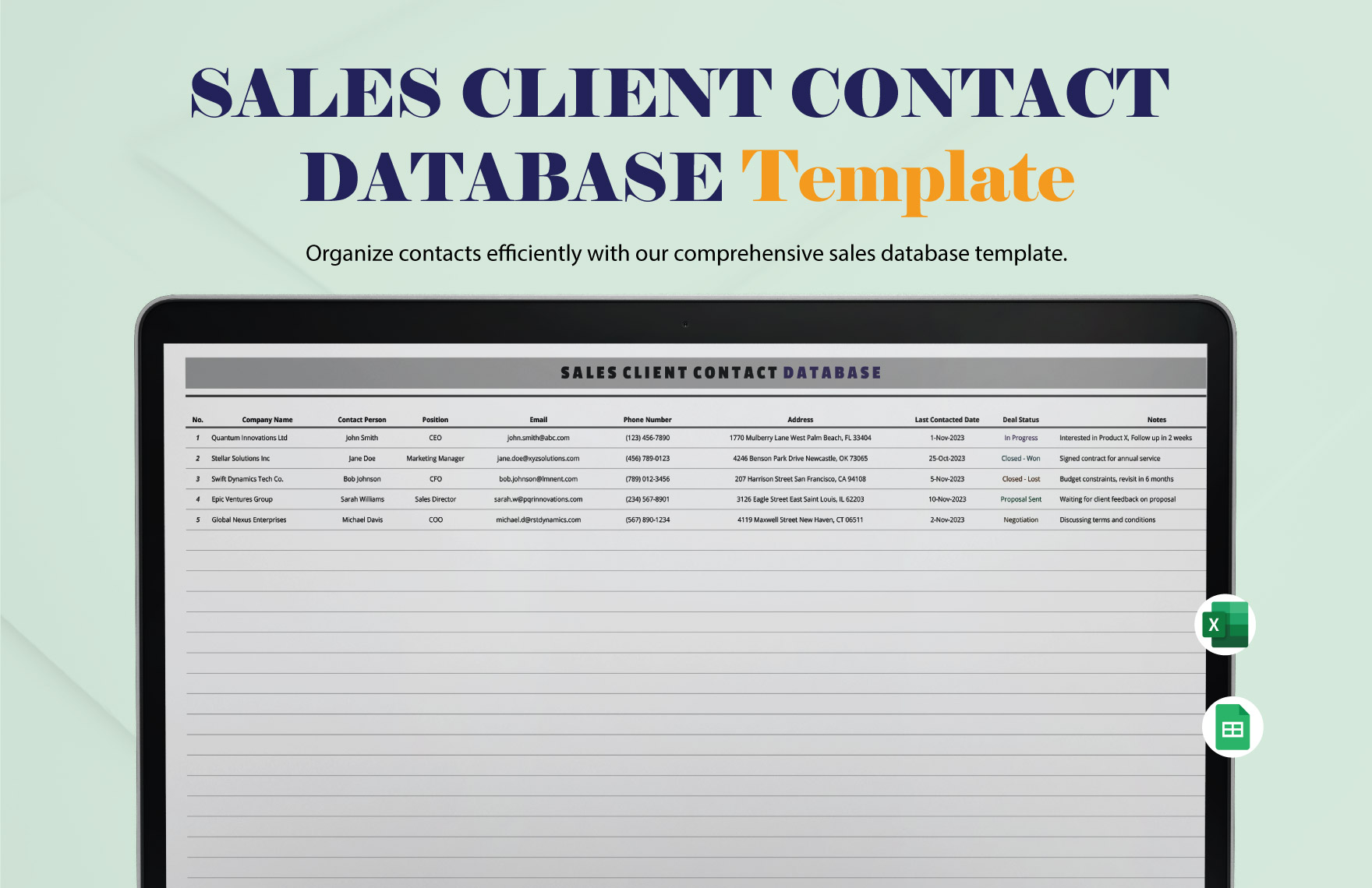 Sales Client Contact Database Template