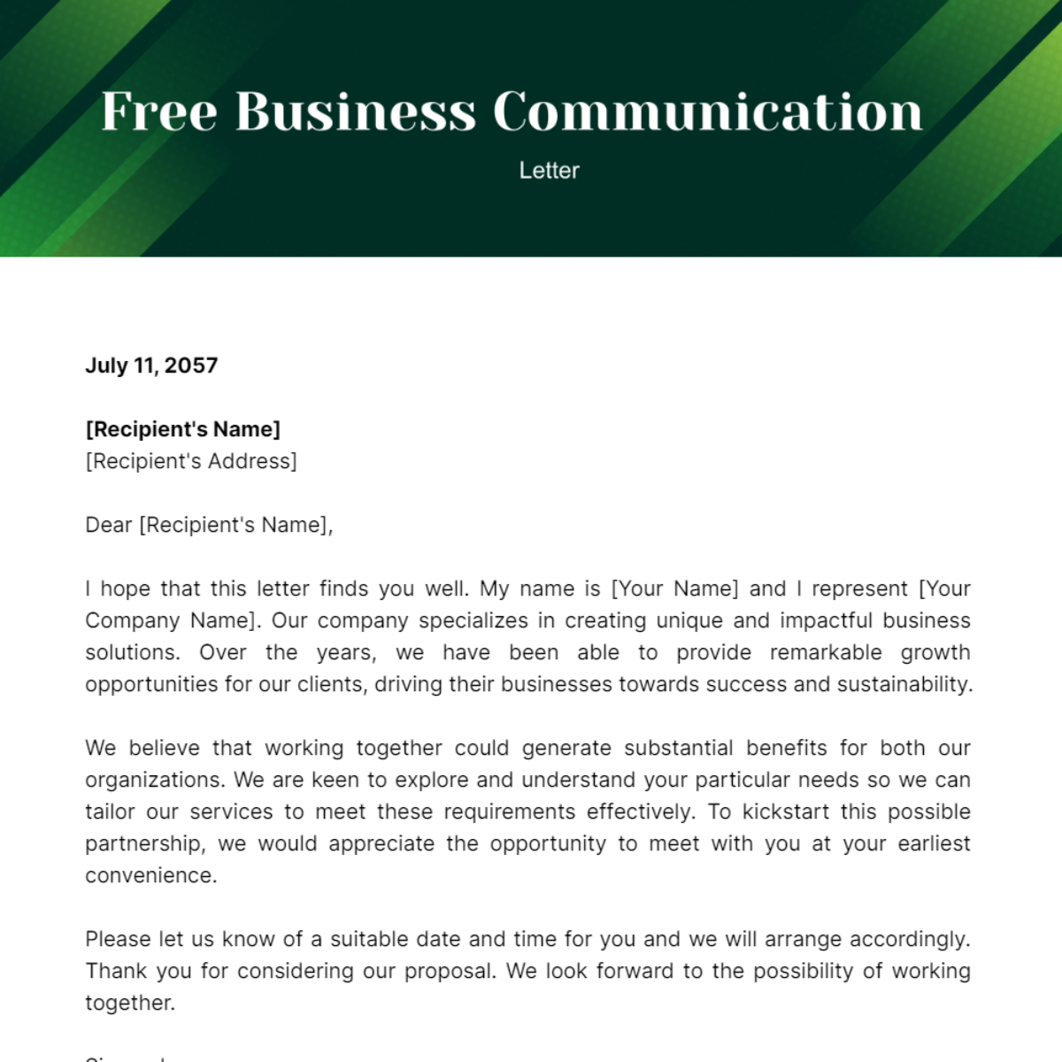 Business Communication Letter Template