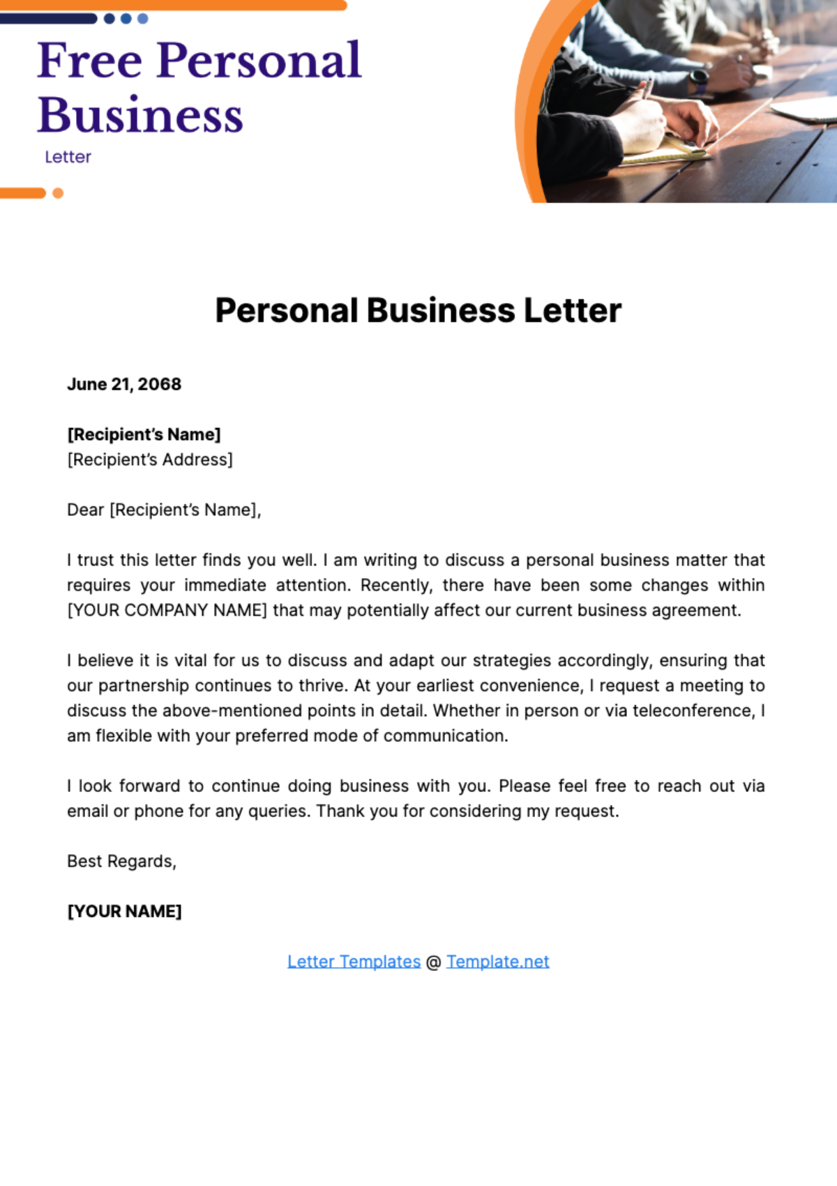 Free Personal Business Letter Template