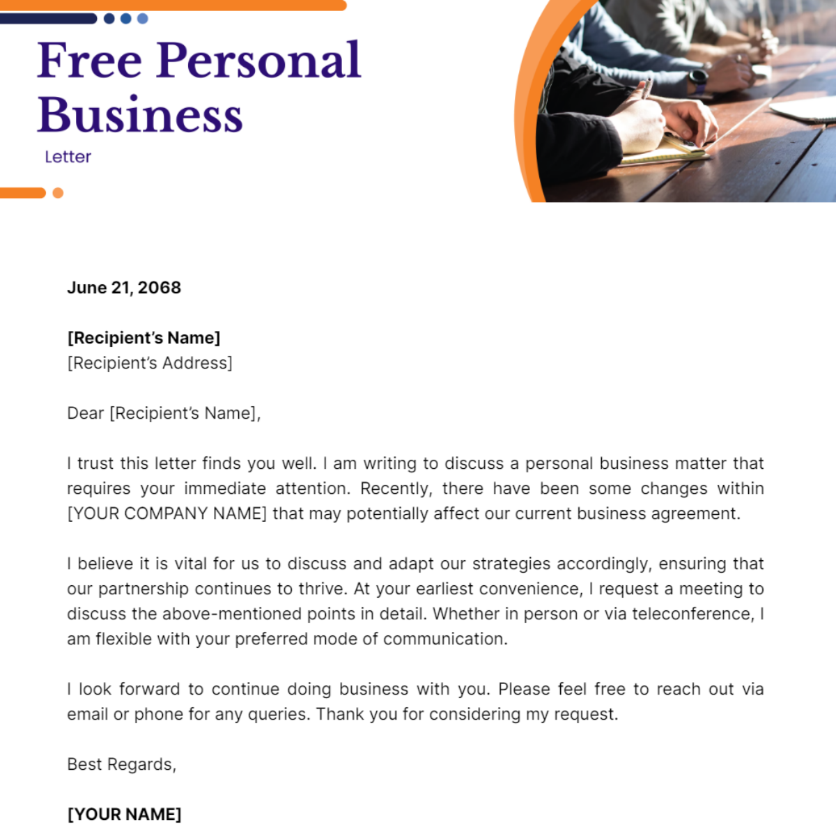 Personal Business Letter Template