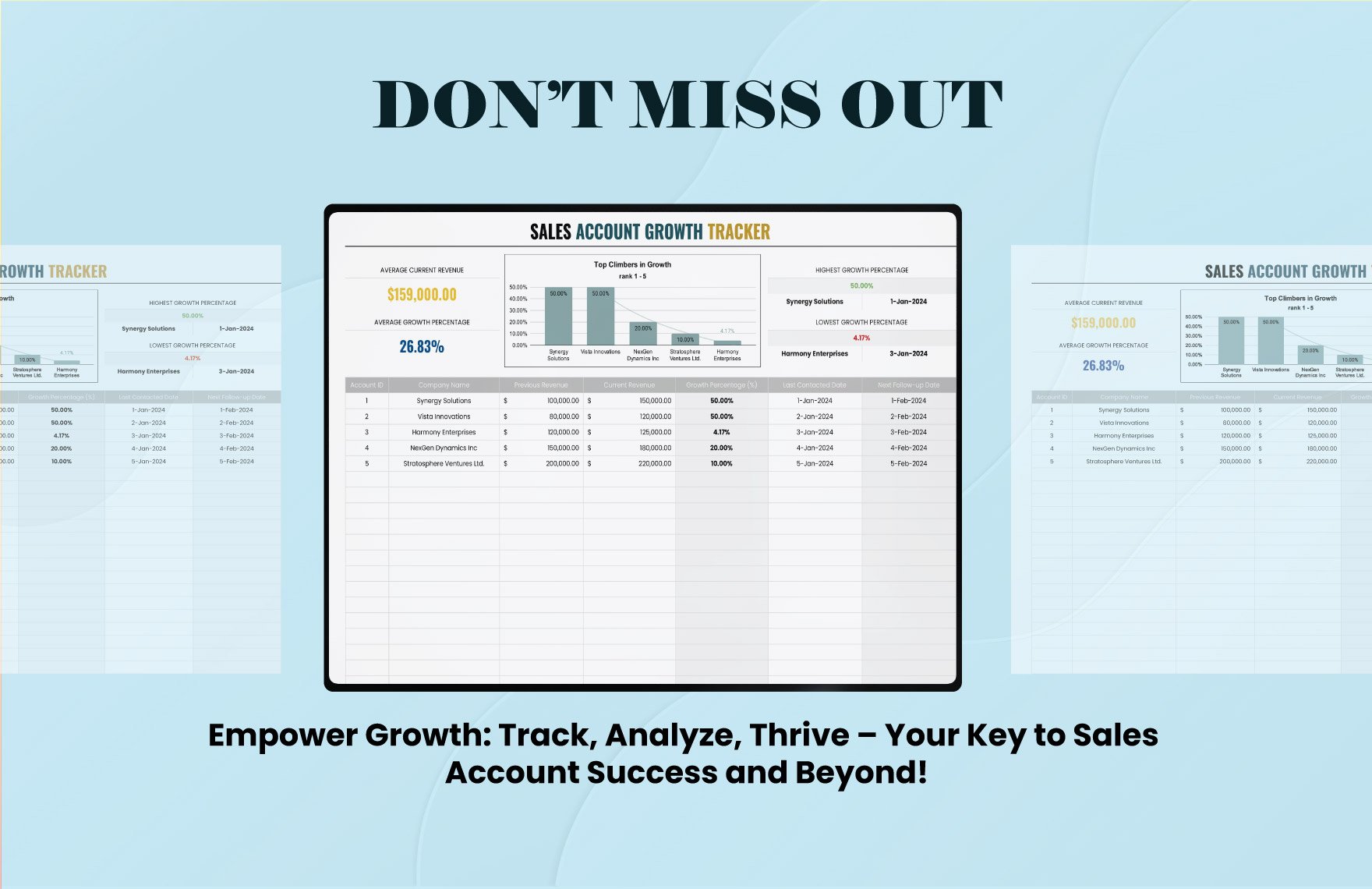 Sales Account Growth Tracker Template