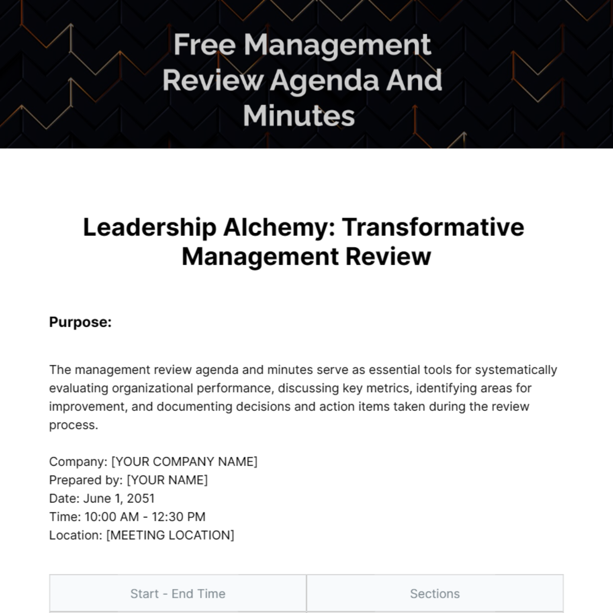 Management Review Agenda And Minutes Template