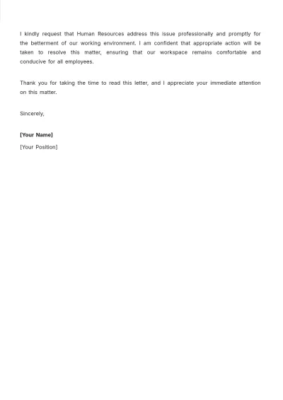 Free Complaint Letter about Employee Behavior to HR Template to Edit Online