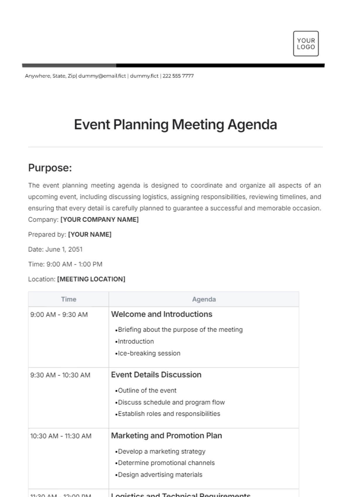 Event Planning Meeting Agenda Template - Edit Online & Download