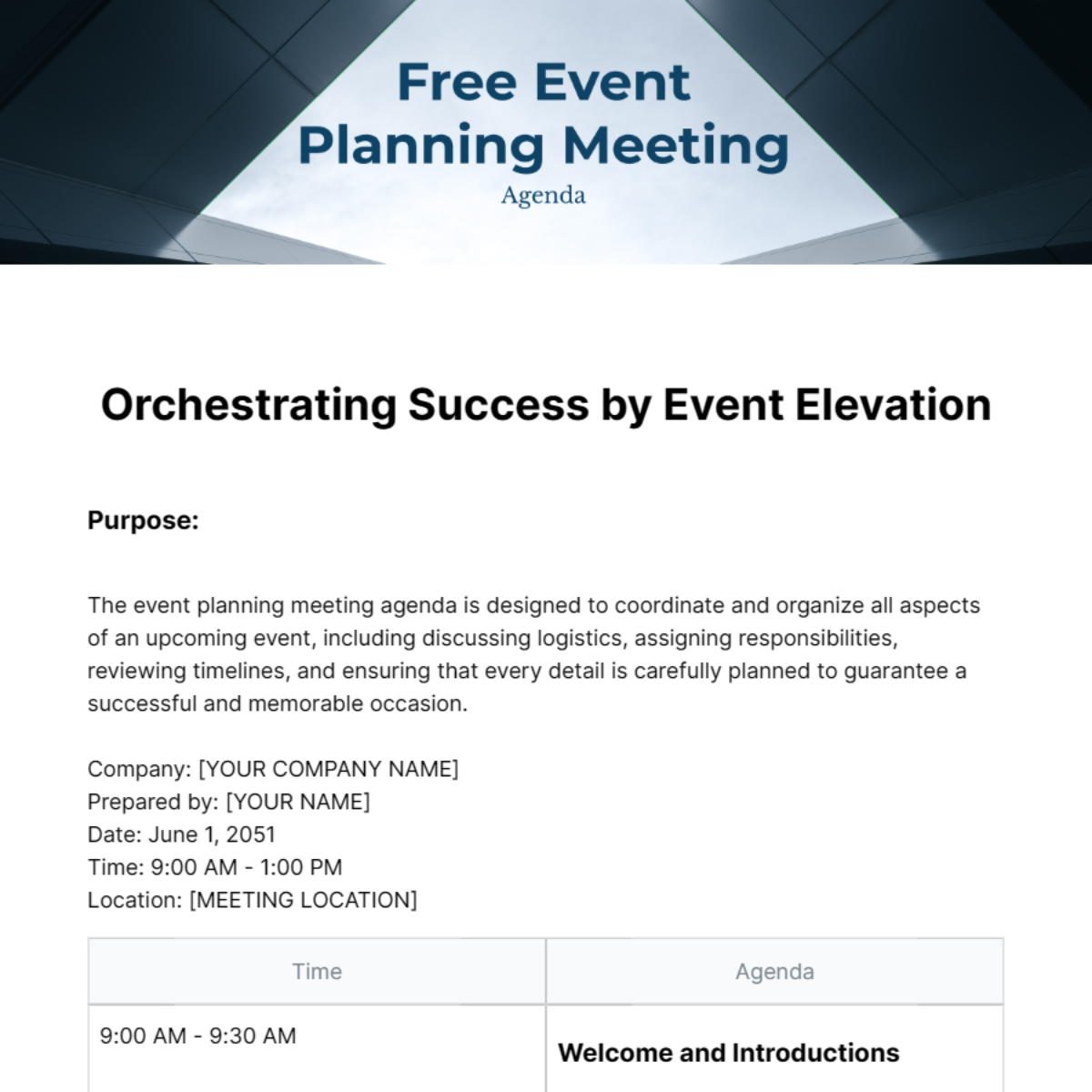 Event Planning Meeting Agenda Template