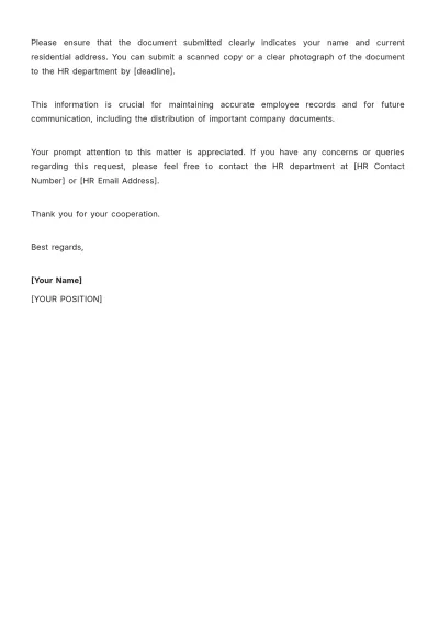 Free HR Letter for Employee Address Proof Template to Edit Online