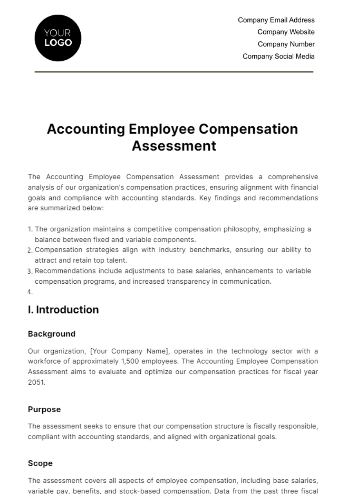 Free Accounting Employee Compensation Assessment Template