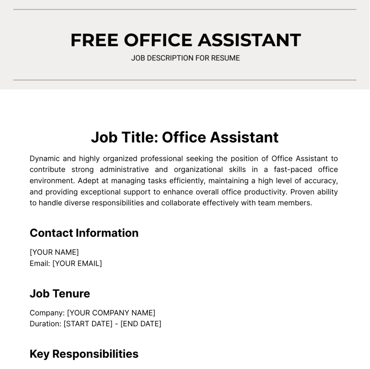 quality assistant job description for resume