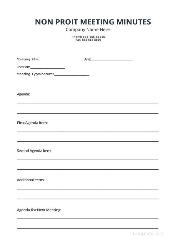 Nonprofit Minutes Template