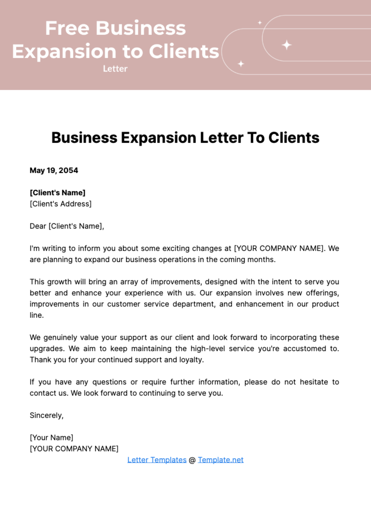 Free Business Expansion Letter to Clients Template